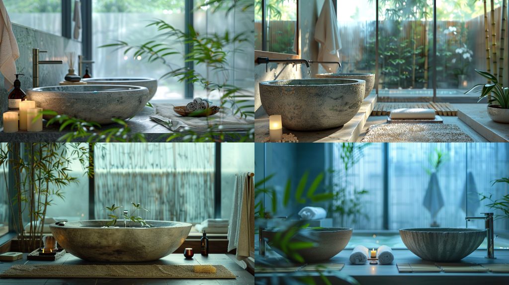 holistic spa 风宁静浴室效果图AI提示词