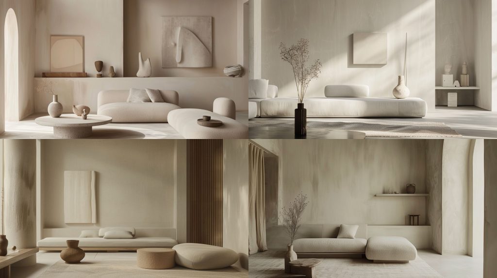 subtle 纹理 soft 配色 serene 空间效果图AI提示词